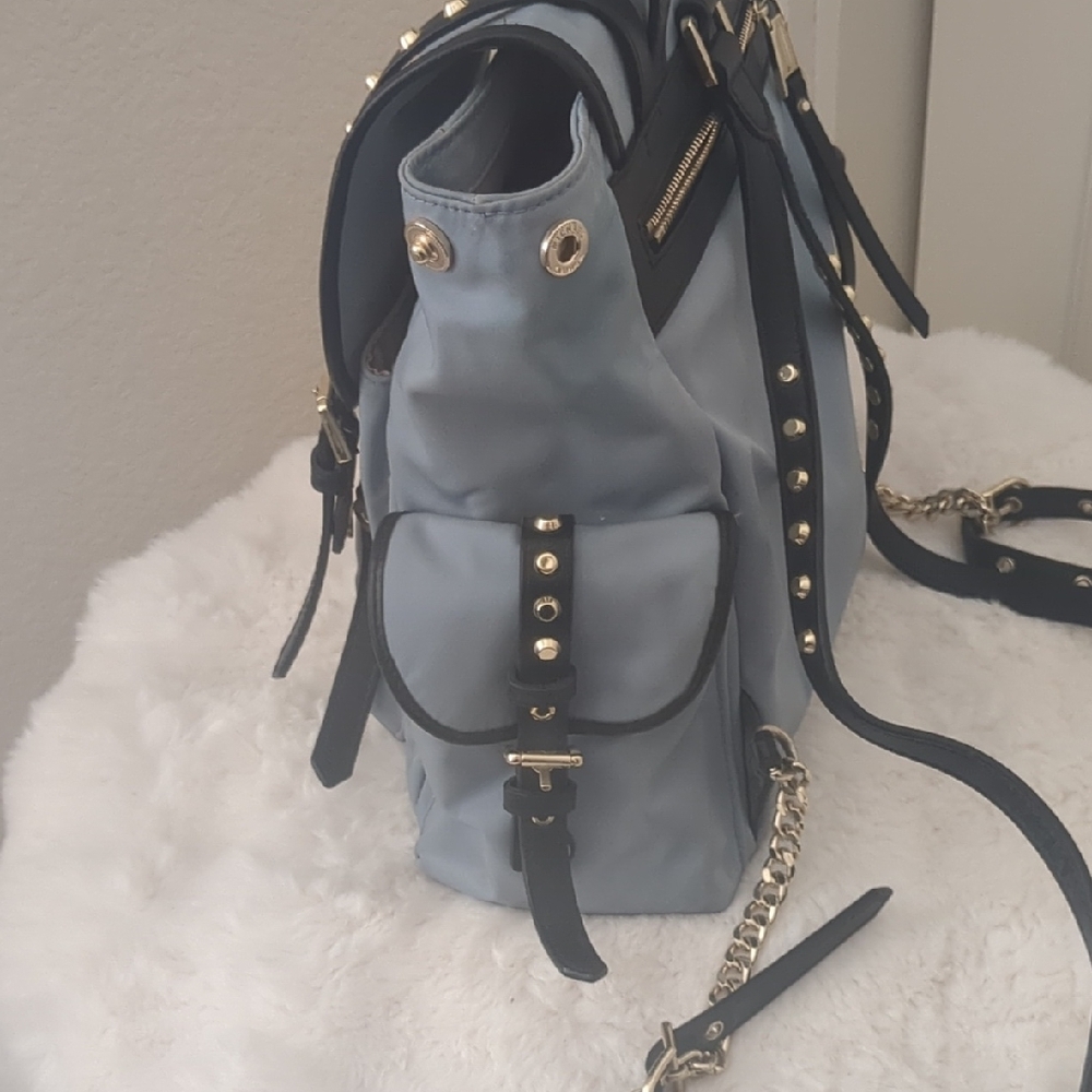 Michael Kors Light Blue Backpack with Black Straps and Gold Hardware - Picture 5 of 12